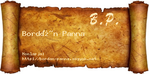 Bordán Panna névjegykártya